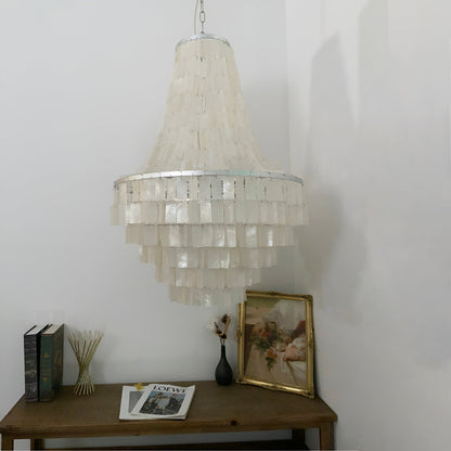 Boho Shell Tiered Chandelier, Coastal Decor
