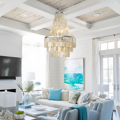 Boho Shell Tiered Chandelier, Coastal Decor