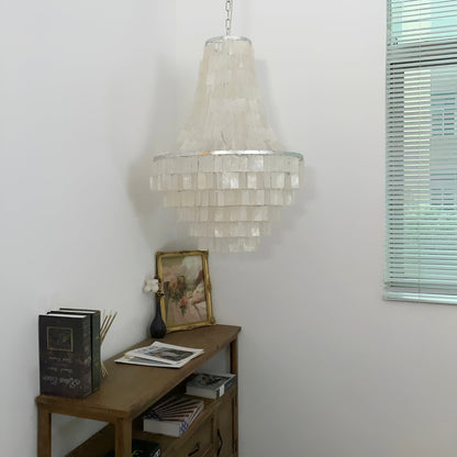 Boho Shell Tiered Chandelier, Coastal Decor