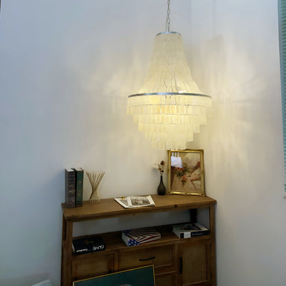 Boho Shell Tiered Chandelier, Coastal Decor