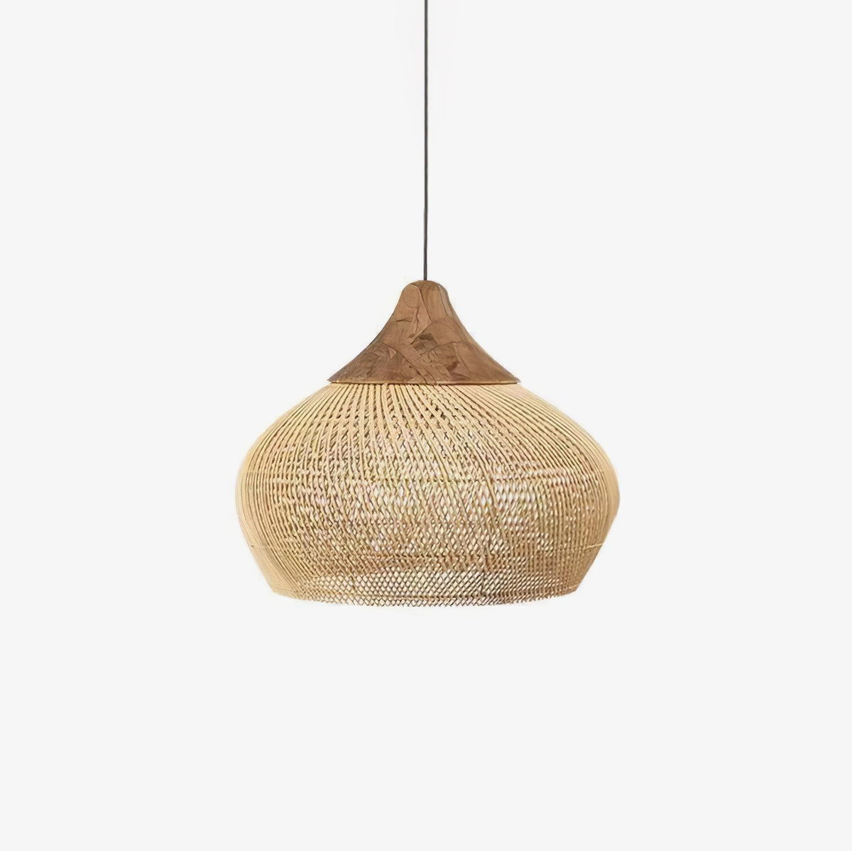 Braided Rattan Pendant Lamp, Eco-Friendly Design — front view