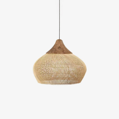 Braided Rattan Pendant Lamp, Eco-Friendly Design — front view