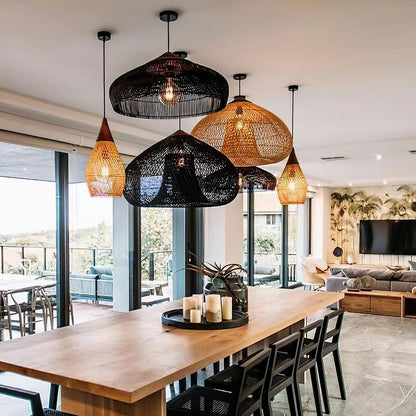 Braided Rattan Pendant Lamp, Eco-Friendly Design — alternate angle