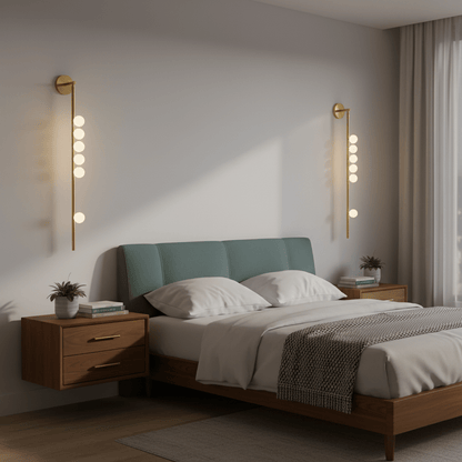 Brass Glass Tube Wall Lamp with Adjustable Lighting