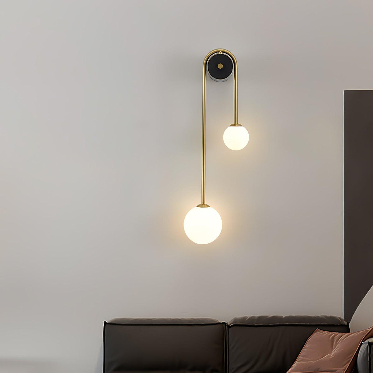 Brass Arc Wall Light, Energy-Efficient LED — alternate angle