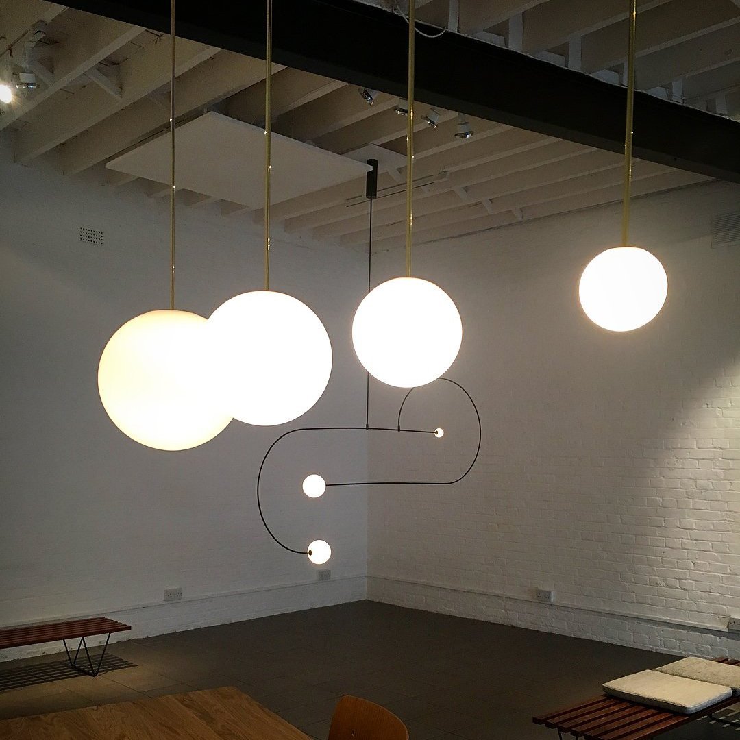 Vintage Brass Pendant Lamp with Adjustable Length — front view