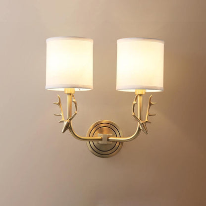 Brass Deer Head Wall Light with Warm LED Glow — front view