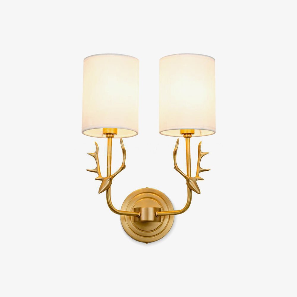 Brass Deer Head Wall Light with Warm LED Glow — front view