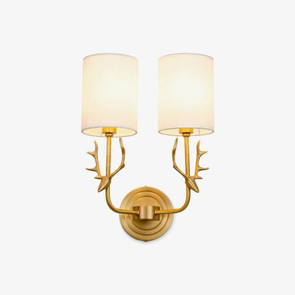Brass Deer Head Wall Light with Warm LED Glow — front view