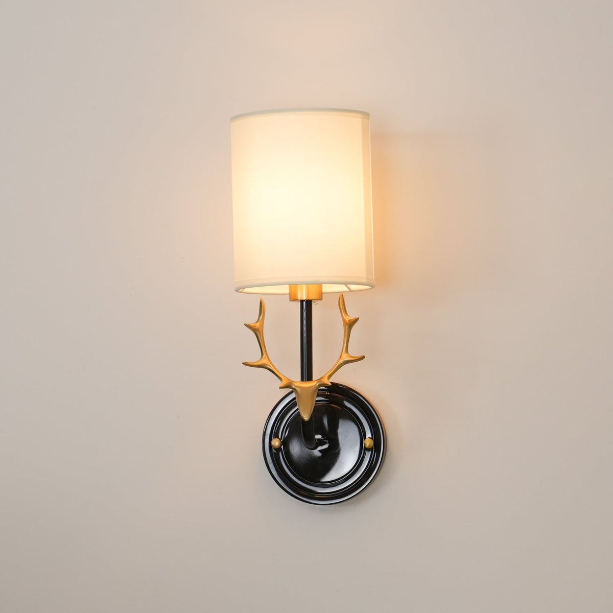 Brass Deer Head Wall Light with Warm LED Glow — lifestyle view