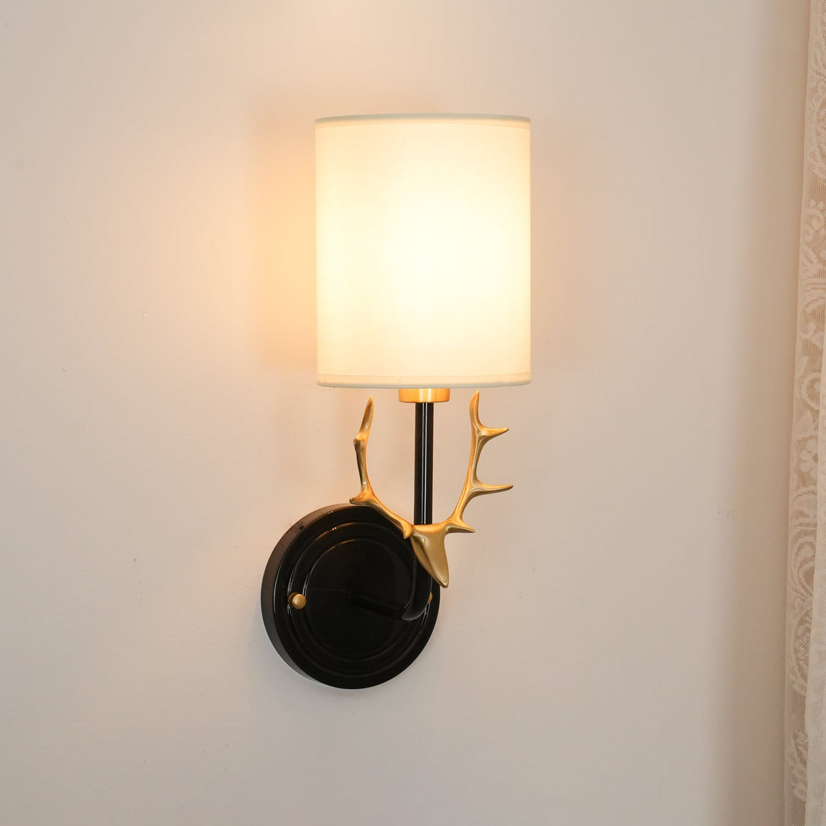 Brass Deer Head Wall Light with Warm LED Glow — alternate angle