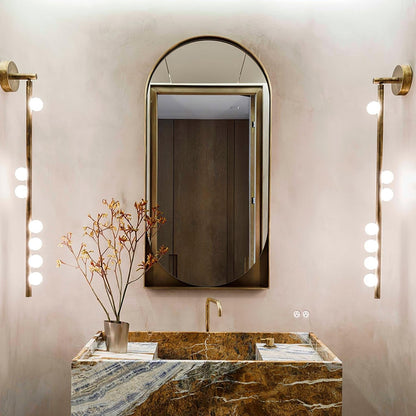 Brass Glass Tube Wall Lamp with Adjustable Lighting