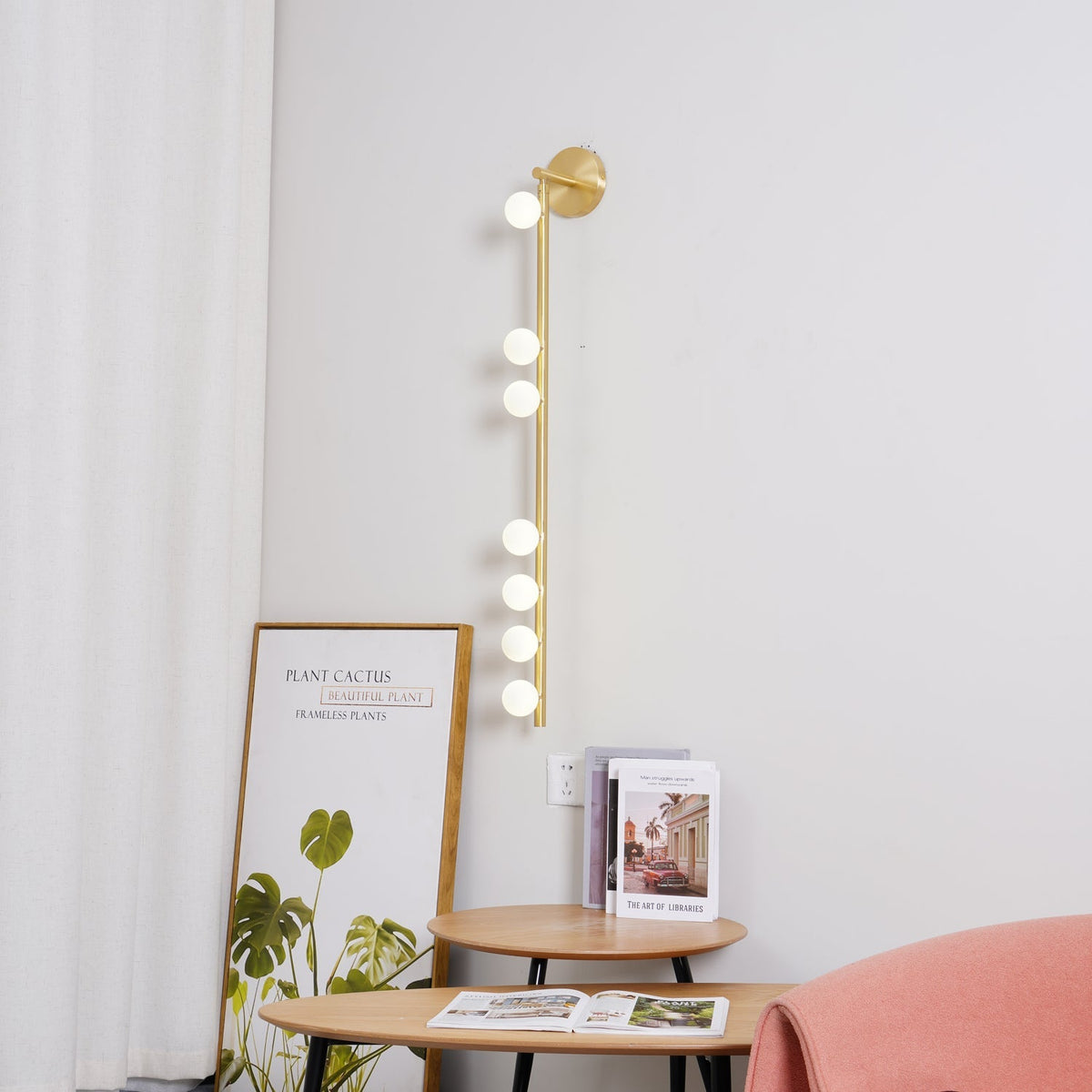 Brass Glass Tube Wall Lamp with Adjustable Lighting