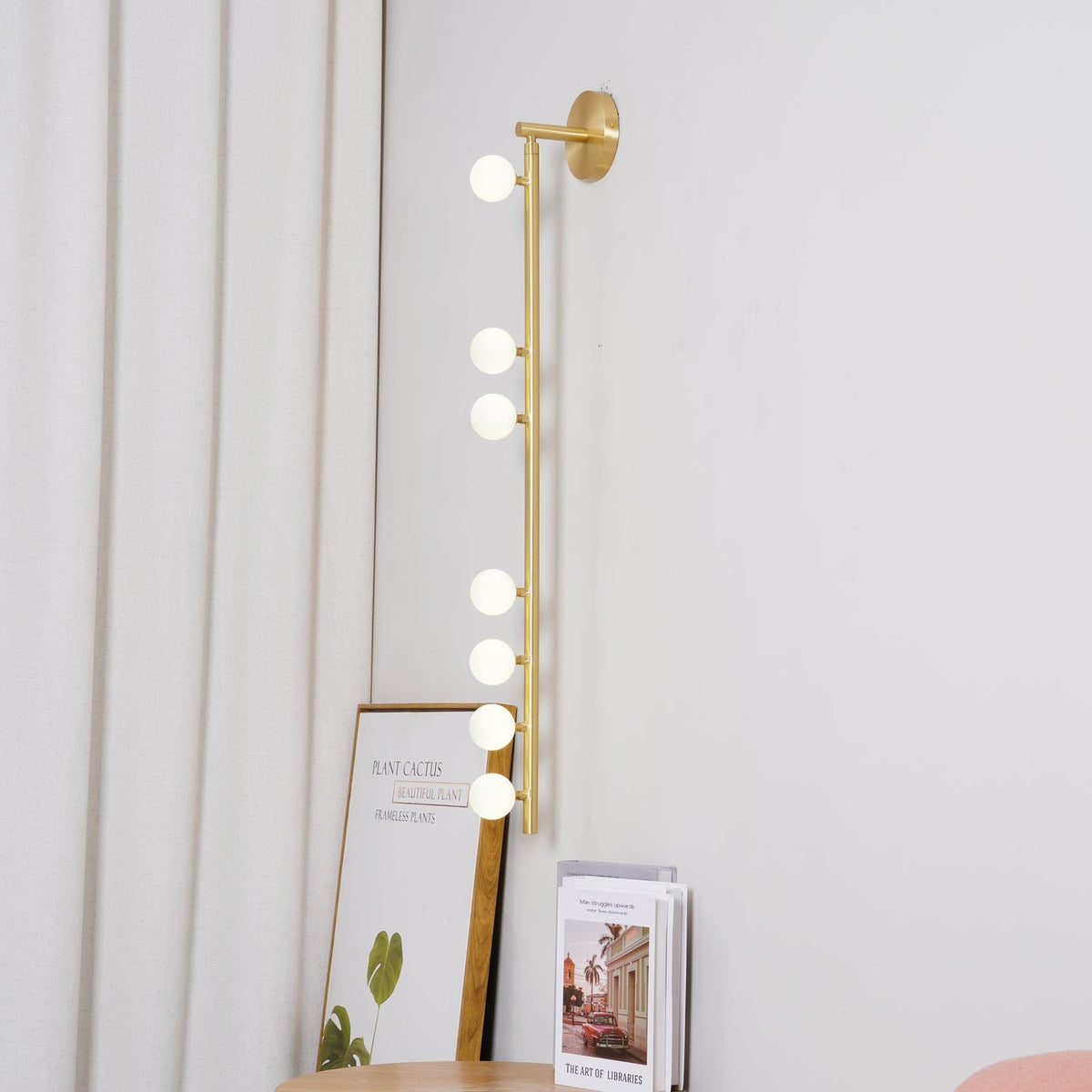 Brass Glass Tube Wall Lamp with Adjustable Lighting