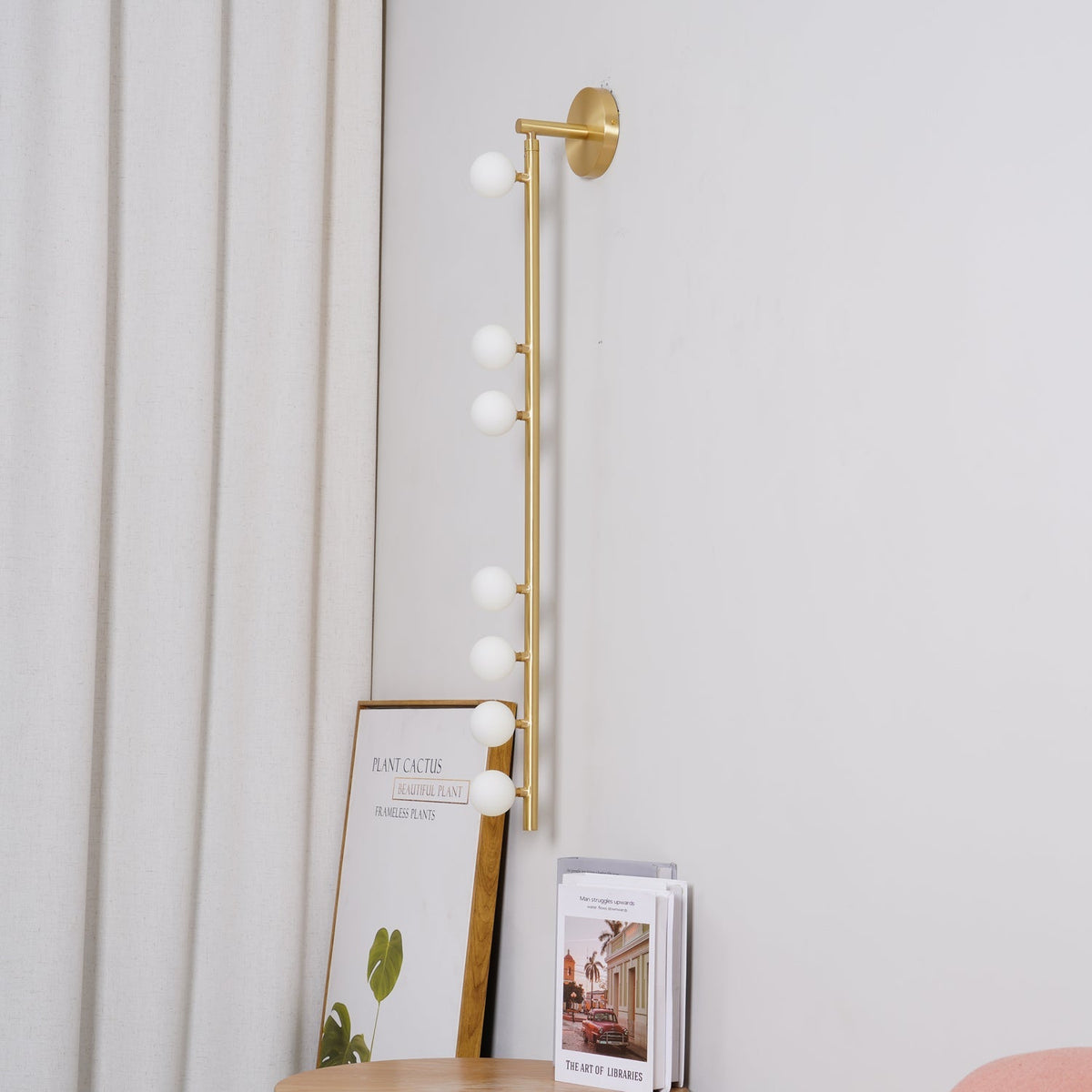 Brass Glass Tube Wall Lamp with Adjustable Lighting