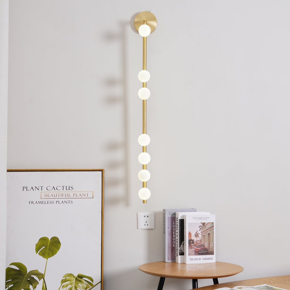 Brass Glass Tube Wall Lamp with Adjustable Lighting
