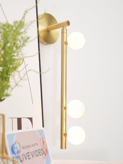 Brass Glass Tube Wall Lamp with Adjustable Lighting