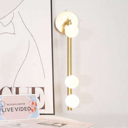 Brass Glass Tube Wall Lamp with Adjustable Lighting