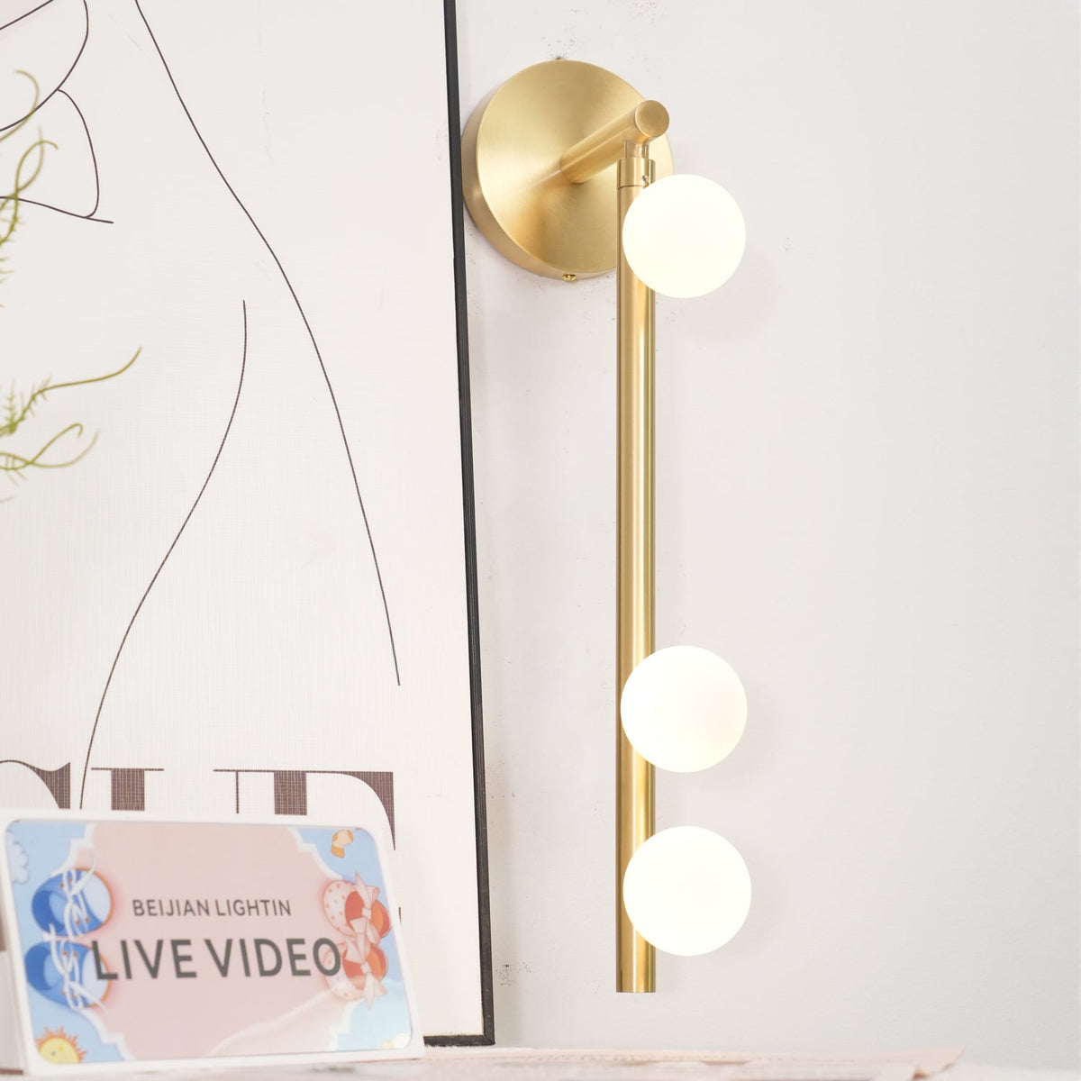 Brass Glass Tube Wall Lamp with Adjustable Lighting