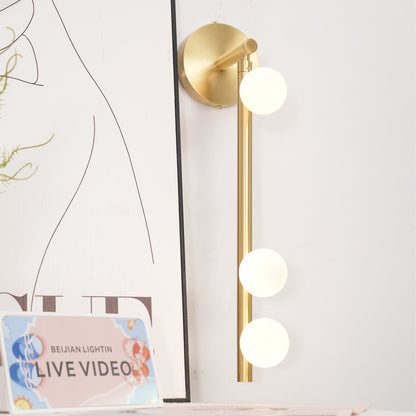 Brass Glass Tube Wall Lamp with Adjustable Lighting