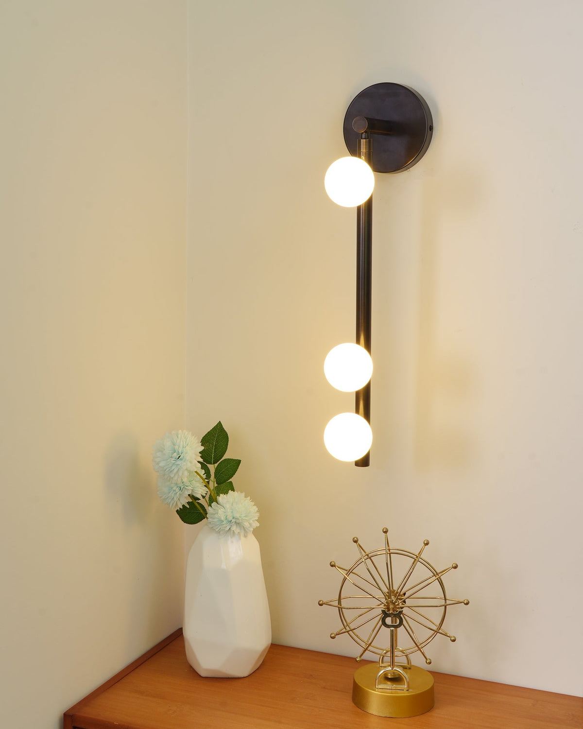 Brass Glass Tube Wall Lamp with Adjustable Lighting