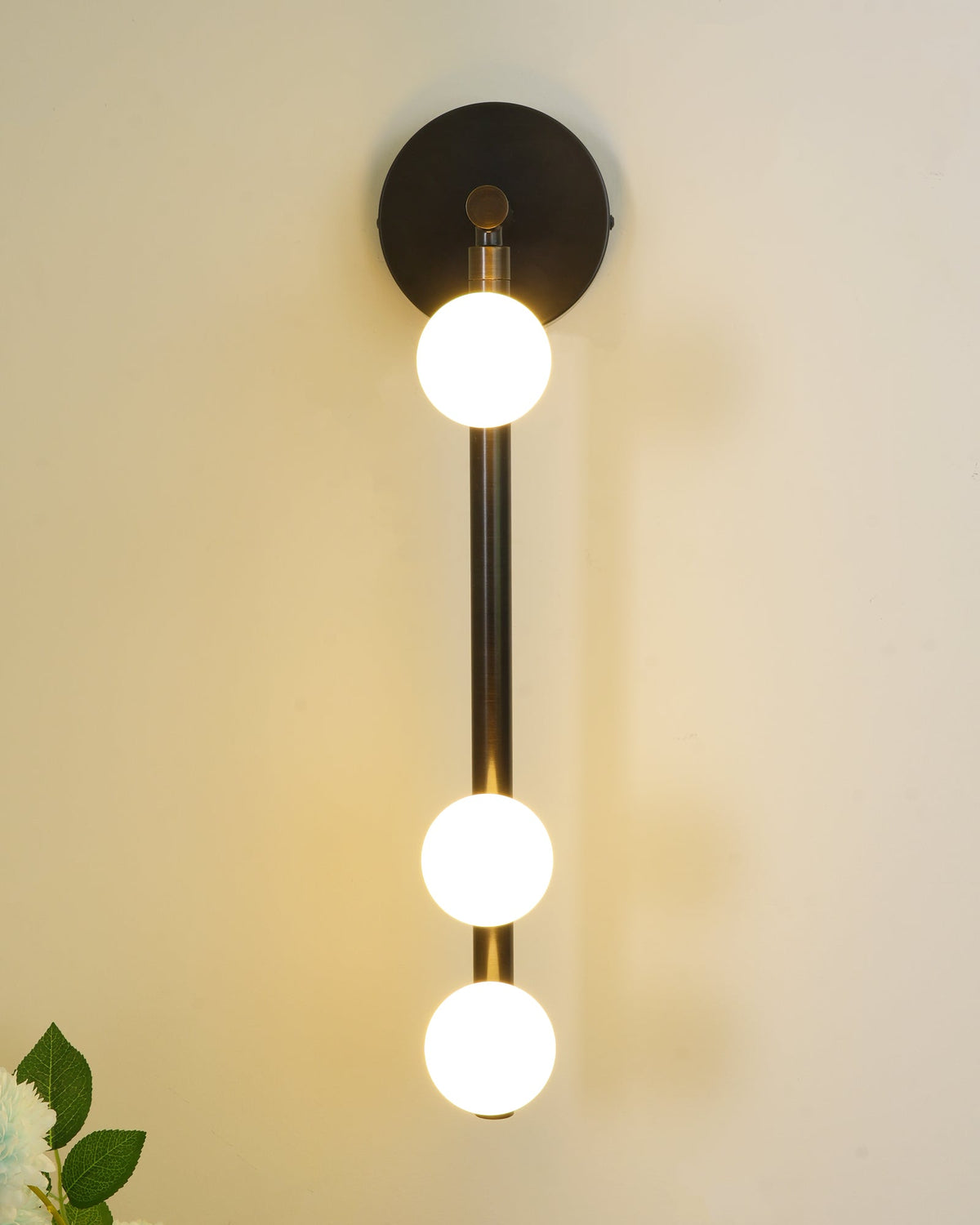 Brass Glass Tube Wall Lamp with Adjustable Lighting