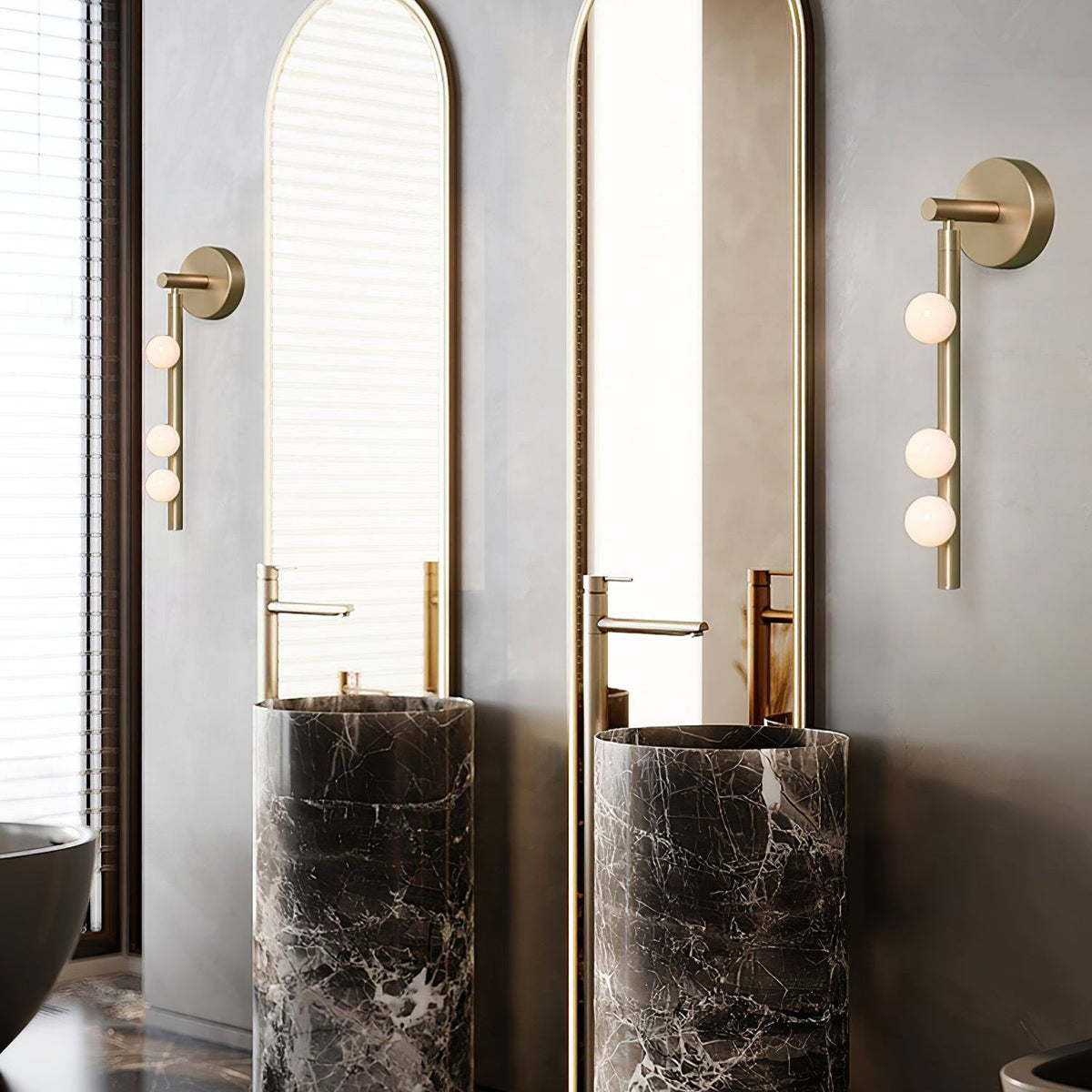 Brass Glass Tube Wall Lamp with Adjustable Lighting