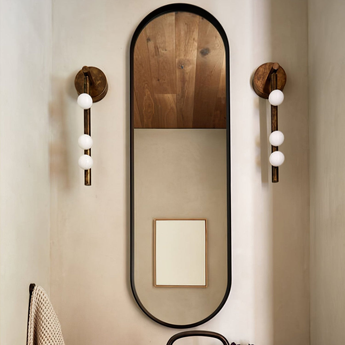 Brass Glass Tube Wall Lamp with Adjustable Lighting