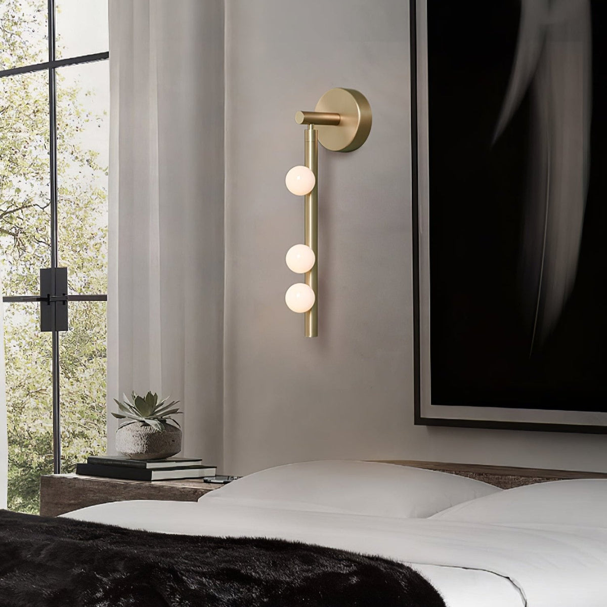 Brass Glass Tube Wall Lamp with Adjustable Lighting