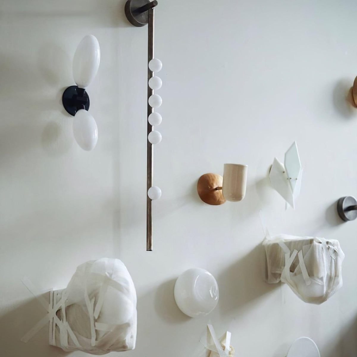 Brass Glass Tube Wall Lamp with Adjustable Lighting