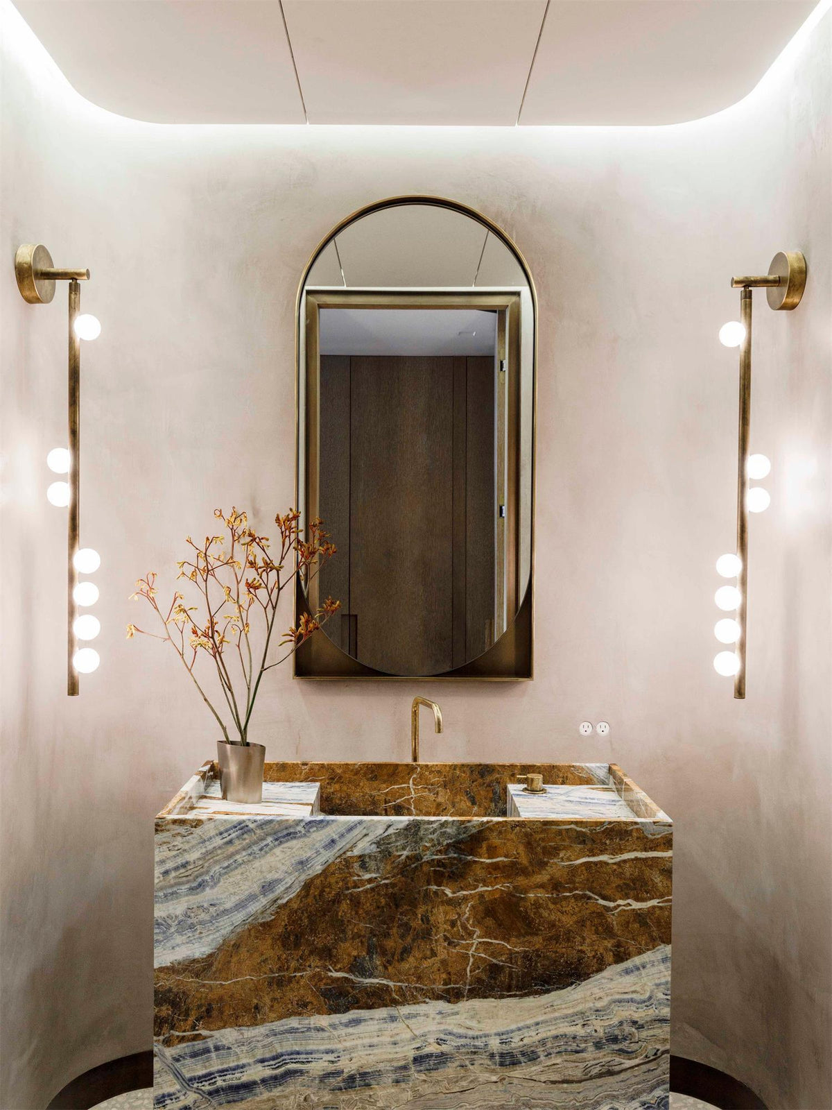 Brass Glass Tube Wall Lamp with Adjustable Lighting