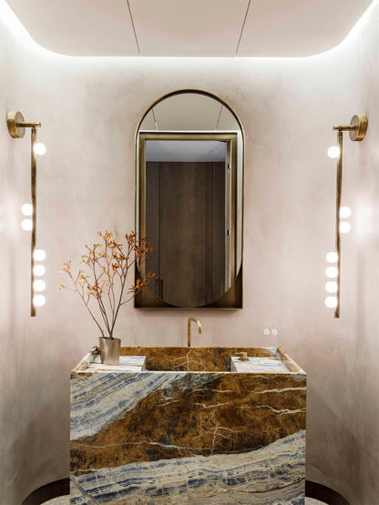 Brass Glass Tube Wall Lamp with Adjustable Lighting