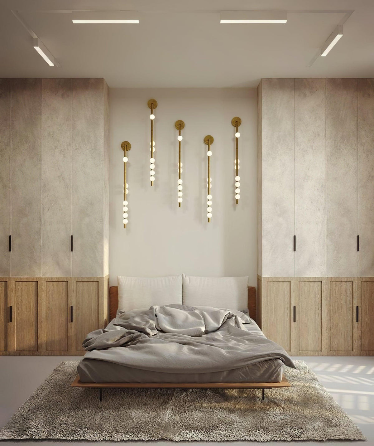 Brass Glass Tube Wall Lamp with Adjustable Lighting