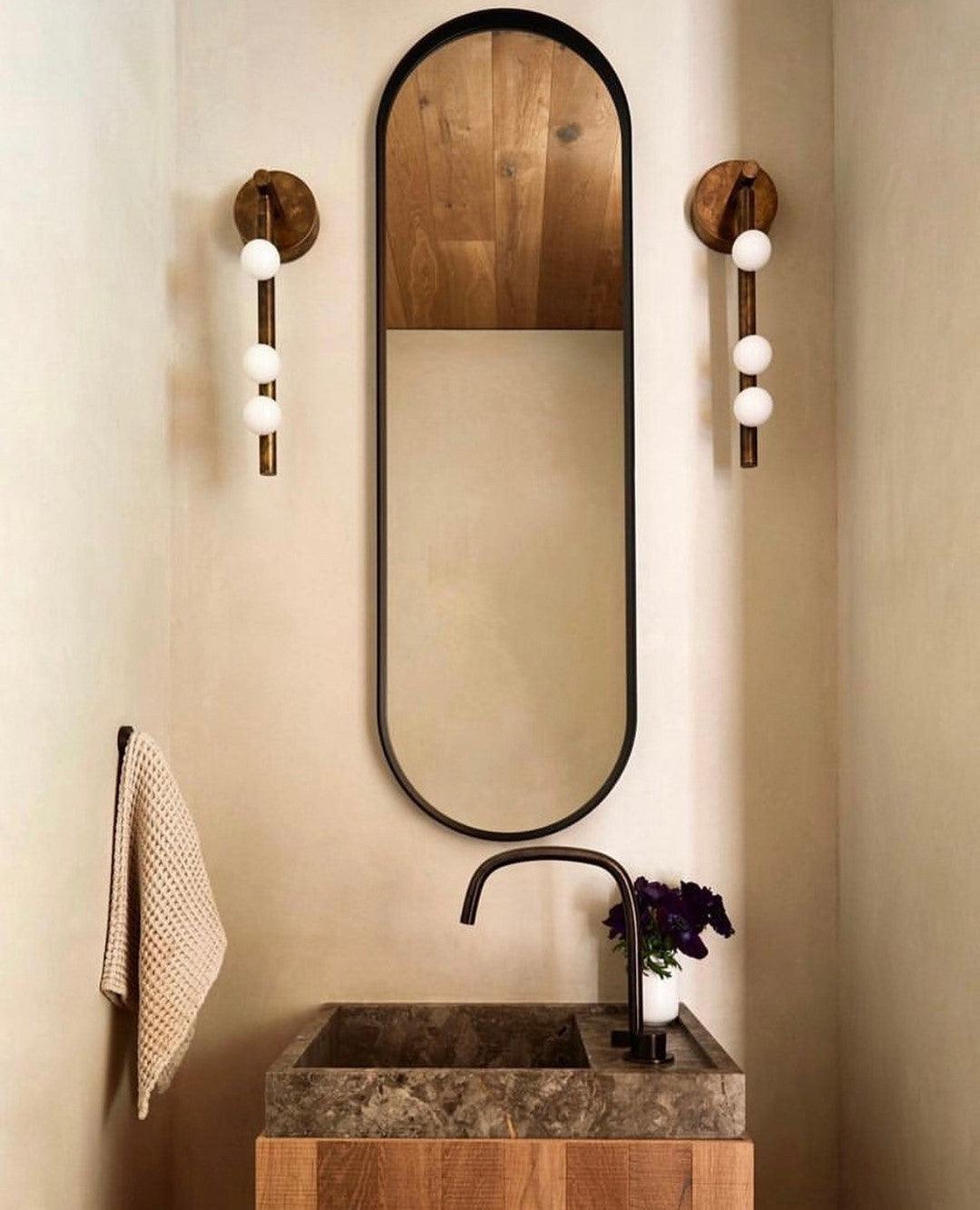 Brass Glass Tube Wall Lamp with Adjustable Lighting