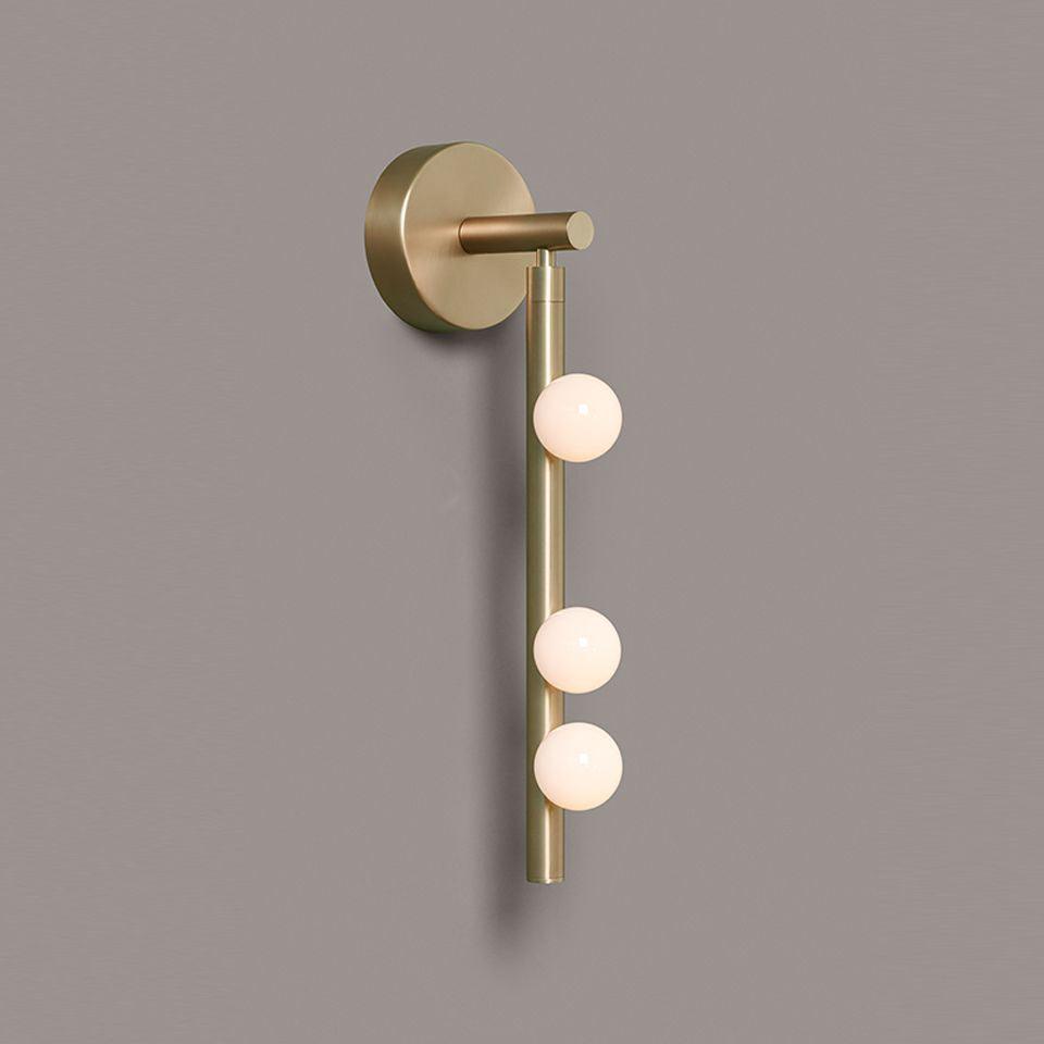 Brass Glass Tube Wall Lamp with Adjustable Lighting — front view
