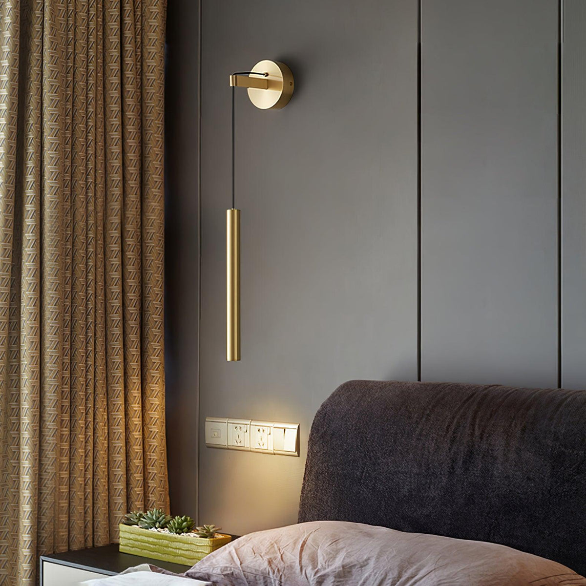 Brass Line Wall Light, Energy-Efficient LED — lifestyle view