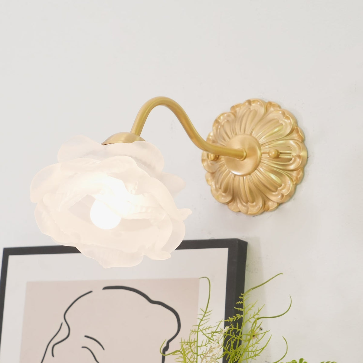 Brass Rose Wall Light with Adjustable Brightness — lifestyle view
