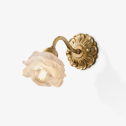 Brass Rose Wall Light with Adjustable Brightness — side view