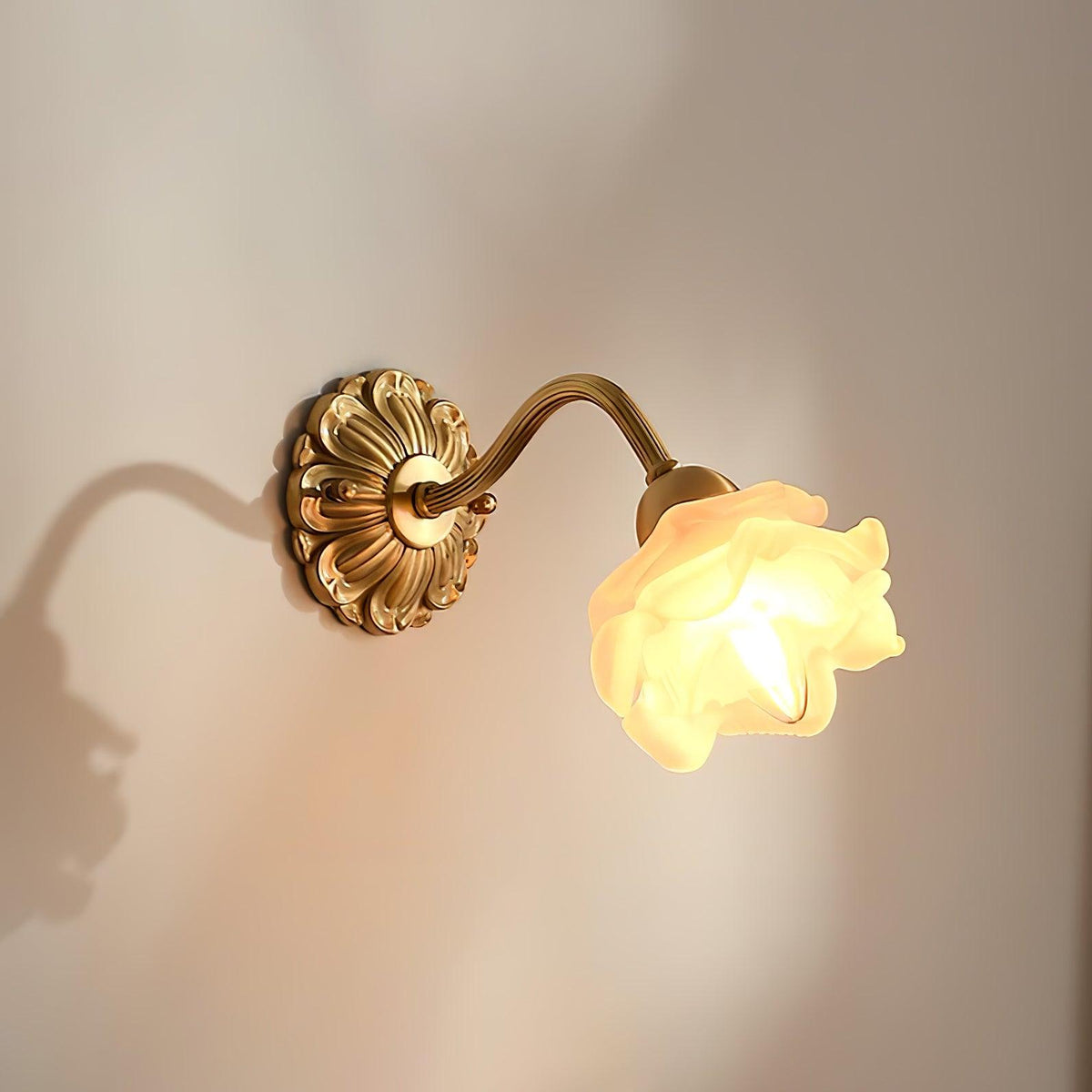 Brass Rose Wall Light with Adjustable Brightness — detail view