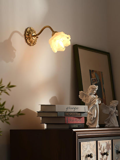 Brass Rose Wall Light with Adjustable Brightness