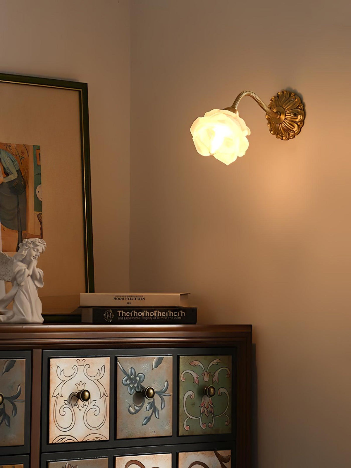 Brass Rose Wall Light with Adjustable Brightness