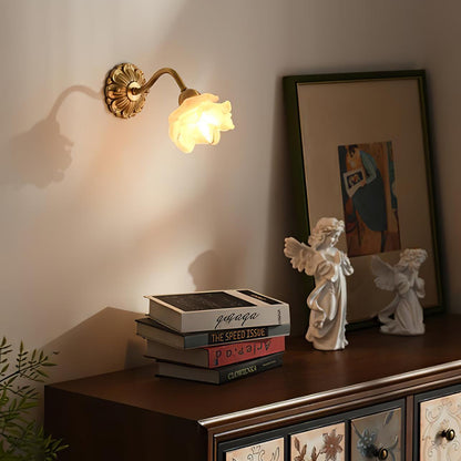 Brass Rose Wall Light with Adjustable Brightness