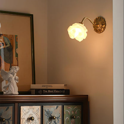 Brass Rose Wall Light with Adjustable Brightness