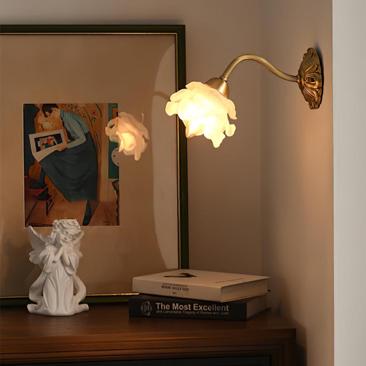Brass Rose Wall Light with Adjustable Brightness