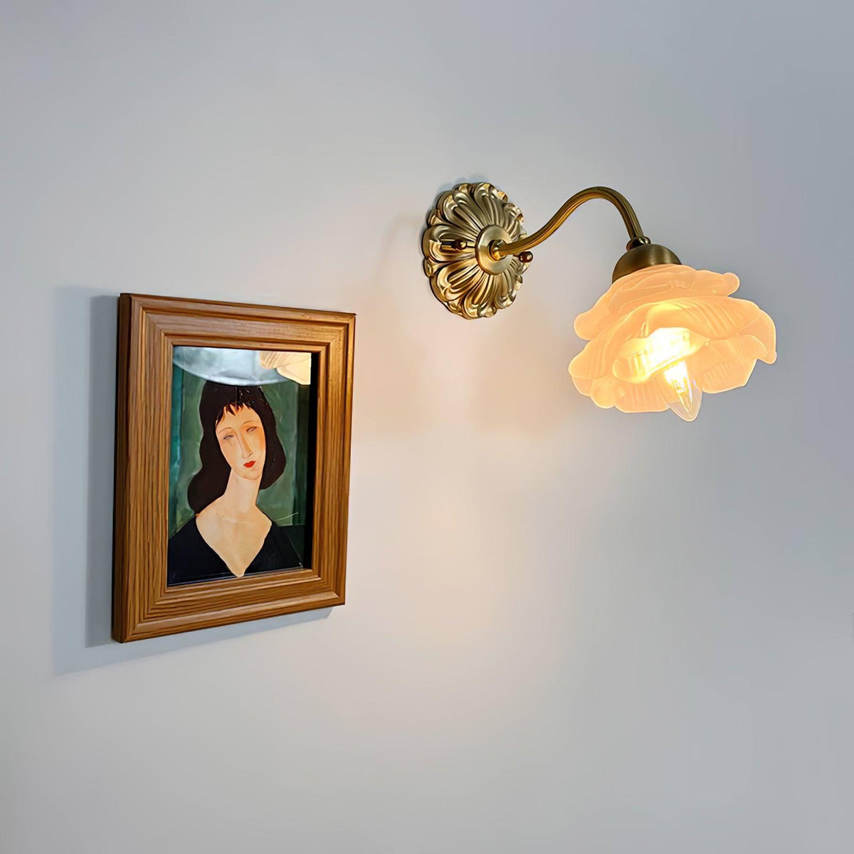 Brass Rose Wall Light with Adjustable Brightness
