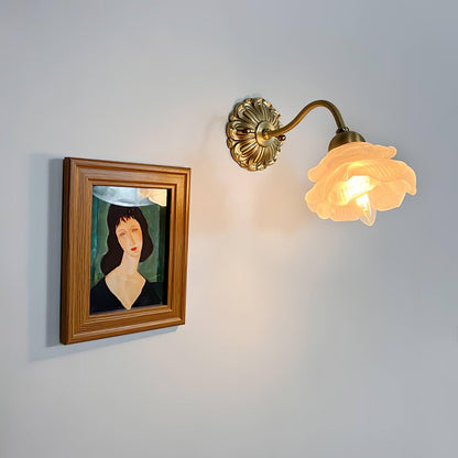 Brass Rose Wall Light with Adjustable Brightness