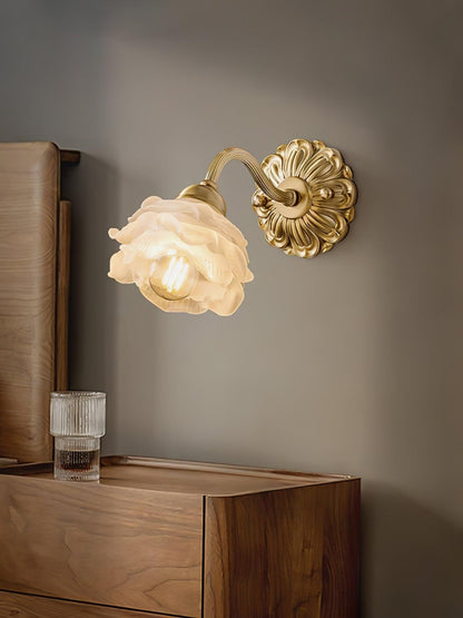 Brass Rose Wall Light with Adjustable Brightness