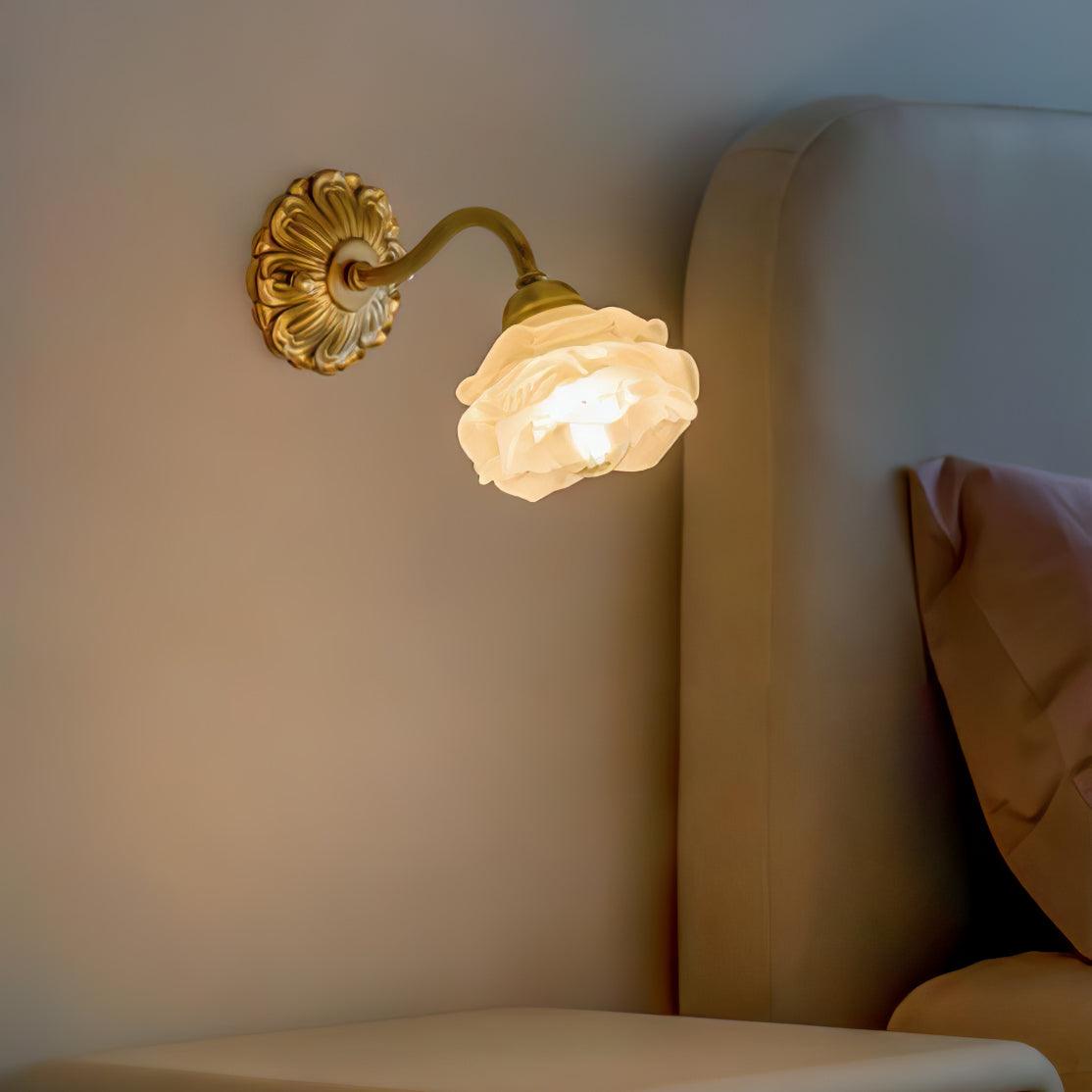 Brass Rose Wall Light with Adjustable Brightness