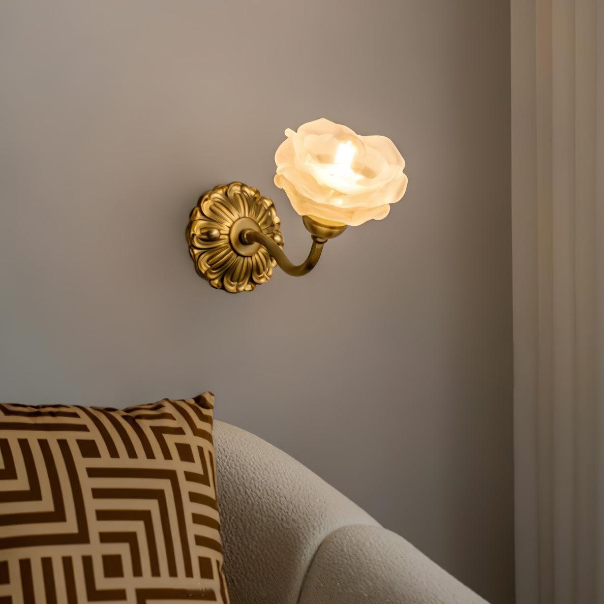 Brass Rose Wall Light with Adjustable Brightness