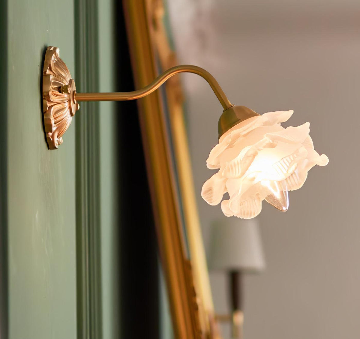 Brass Rose Wall Light with Adjustable Brightness — alternate angle